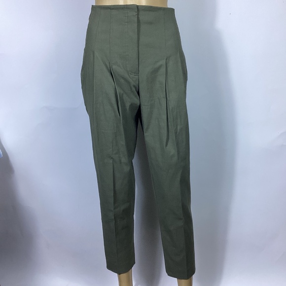 A.L.C Jackson Pleated High-Rise Linen Pant Limited Edition Olive Green Size 2 - Picture 1 of 5